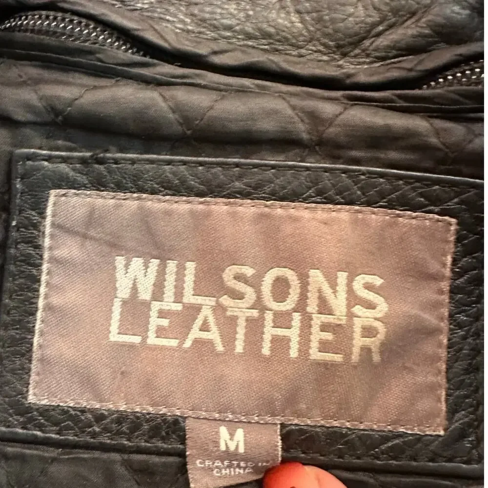 Vintage Wilsons Leather Black Jacket Motorcycle Biker Mad Max Thinsulate